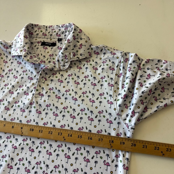 BREEZY Golf Flamingo & Summer Vibes AOP Performance Golf Polo Mens Small Stretch - Picture 5 of 7